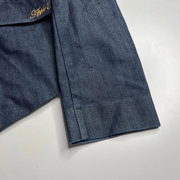 Apple Bottoms Denim Blazer Jacket Women XL Gold Logo Buttons Dark Wash Y2K Style - Picture 2 of 12